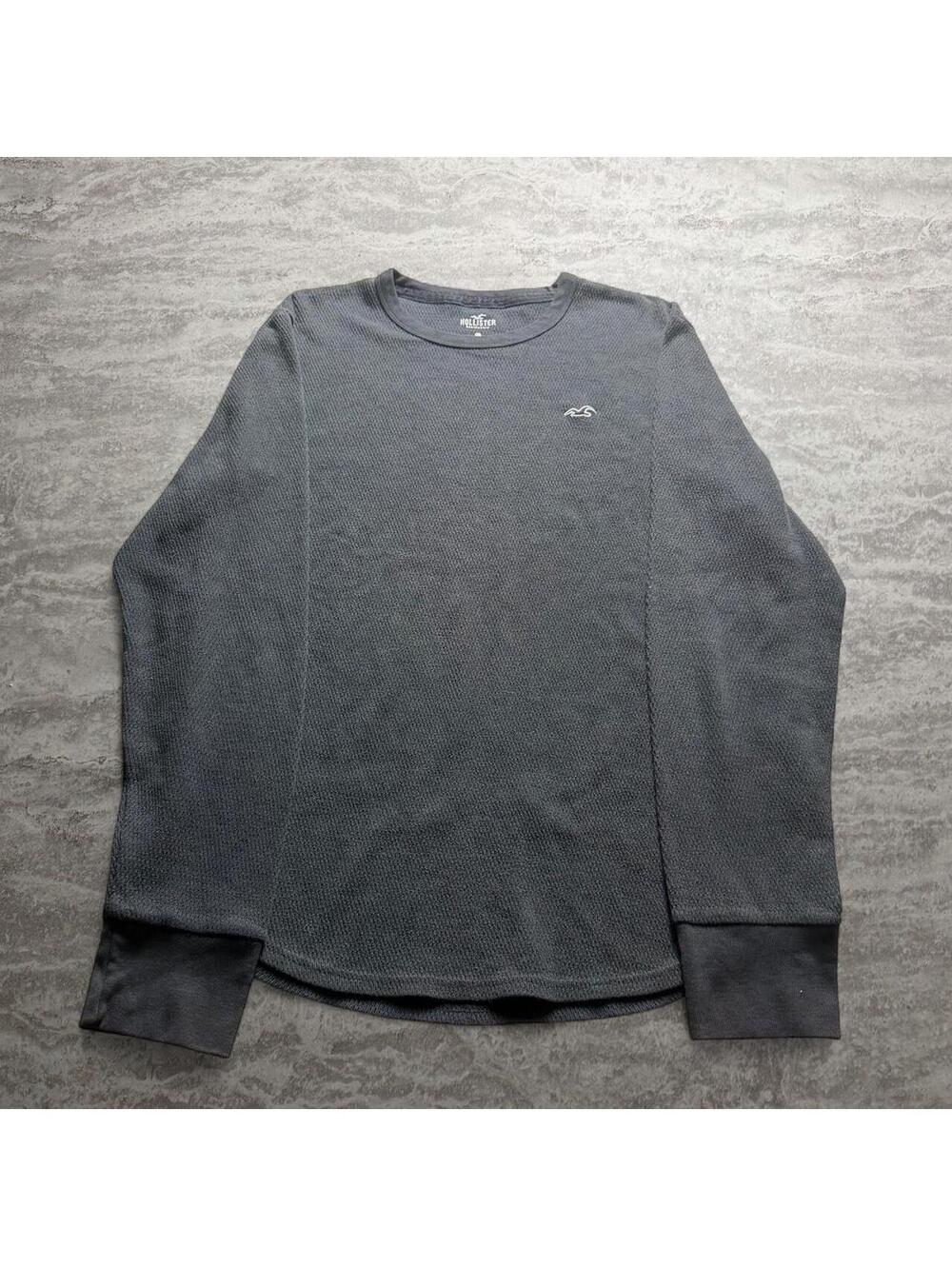 Hollister Charcoal Waffle-Knit Thermal Long Sleeve XL